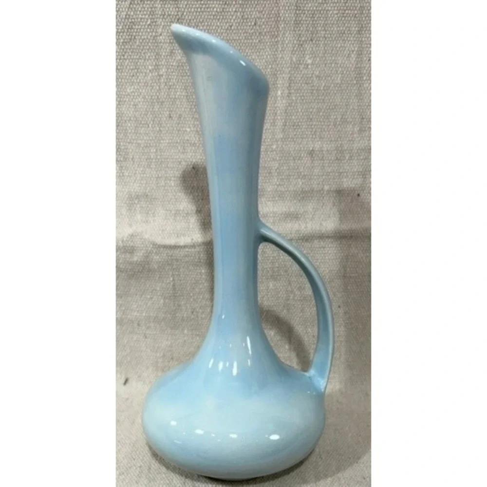 Lois Studio Pottery Blue Ceramic Pitcher Vase Mid Century Modern 7 Inch